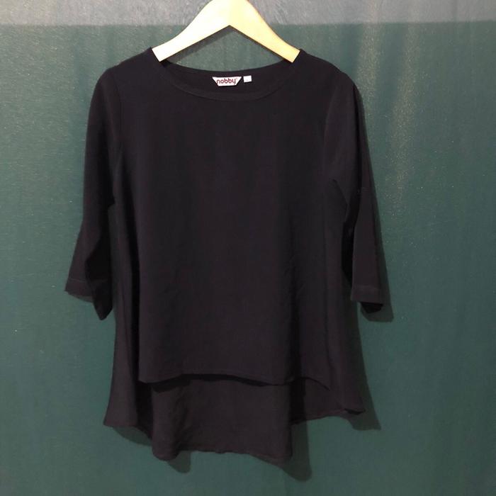 Baju Blouse NOBBY Black Sifon Top