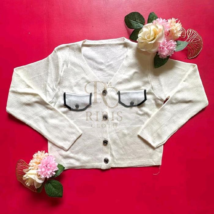 knit bangkok impor rajut kancing mawar Knitwear Wanita Panjang Atasan Outer Baju Cardigan Tebal Kard