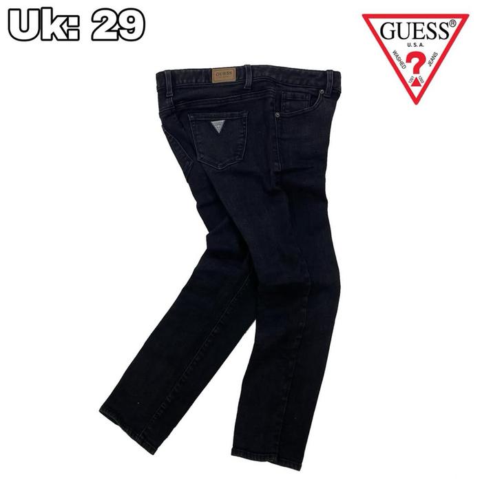 CG95 Celana Skinny Denim Guess Casual Jeans 29 Long Pants Panjang Hitam Pensil Original