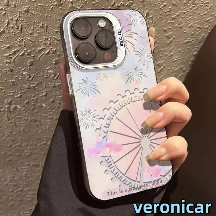 Premium Matte Hard Hologram Case Aesthetic KINCIR PINK Casing Hp For Iphon* 7 8 7+ 8+ X Xr 11 12 13 