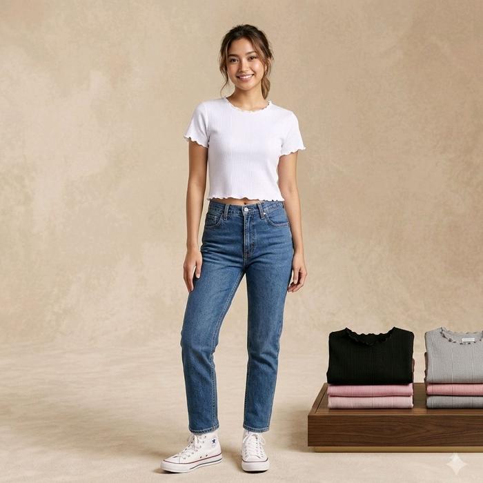 Paket hemat (100 dapat 4pc)Kaus crop top/Kaus cewek kekinian/Kaus cewek bahan kaus wofer inport/ mod