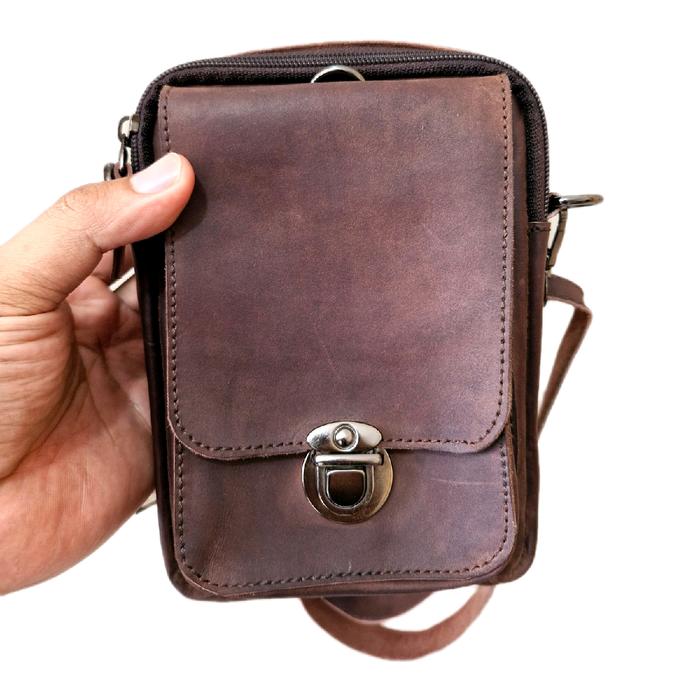 Tas Sabuk Selempang Kecil untuk HP - Pria - Kulit, Kartu, Dompet