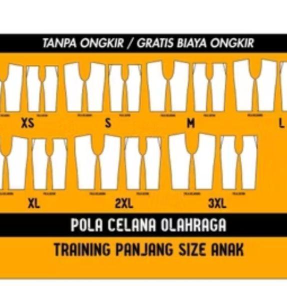 desain Pola baju olahraga anak dan celana panjang siap print ukuran S-XL CDR TK-SD