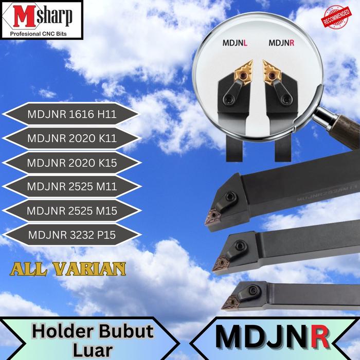 Holder Bubut MDJNR 1616 2020 2525 3232 Stang Bubut Luar Insert DNMG