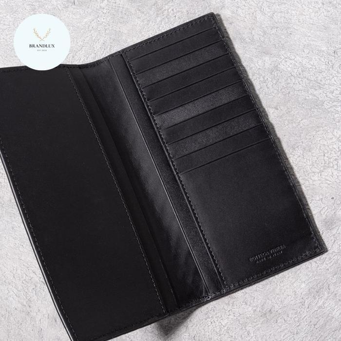 BOTTEGA VENETA INTRECCIATO SLIM LONG WALLET BLACK