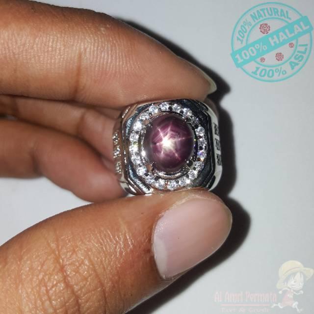 cincin pria natural ruby star corondum / red ruby / ruby star