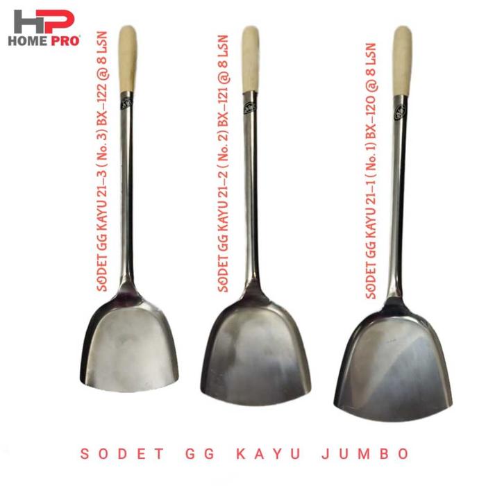 Sodet jumbo stainless gagang kayu,Sodet masak,sodet stainless,Sodet besar jumbo,Sodet tebal,Sodet st