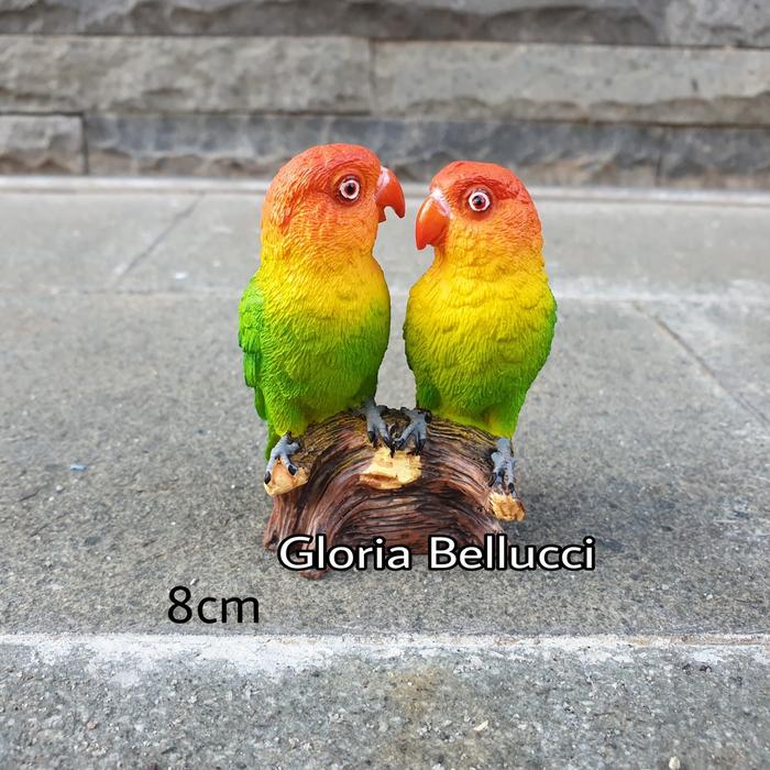 patung pajangan burung love bird miniatur sun conure