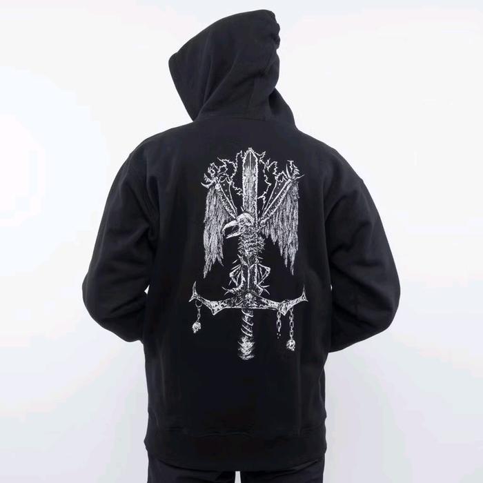 SWEATER HODIE MATERNAL DISASTER EAGLE SWORD - HODIE UNISEX - HODIE HITAM KEREN
