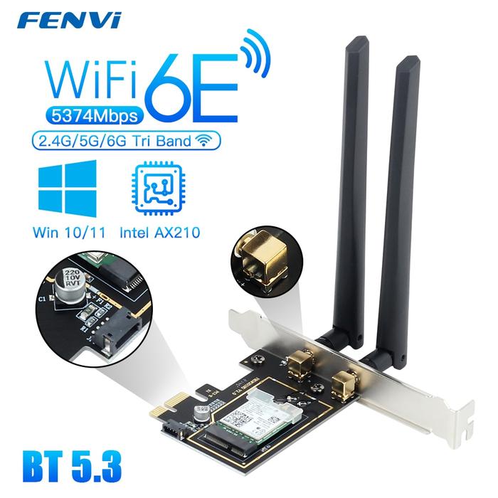 5374Mbps WiFi 6E Intel AX210 2.4G/5G/6Ghz PCIE Wireless WiFi Adapter