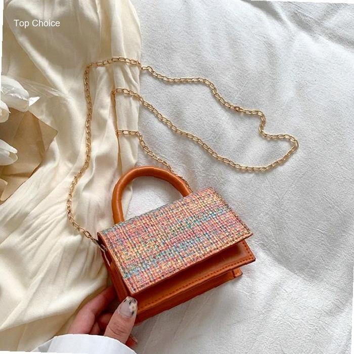 Tas Selempang Mini HP Rajut Rantai Gold DD85 Tas Mini Wanita Import | Kekinian