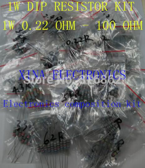1W 0.22R-100R 5% Metal Film  kit 1W 0.22ohm to 100ohm 5%