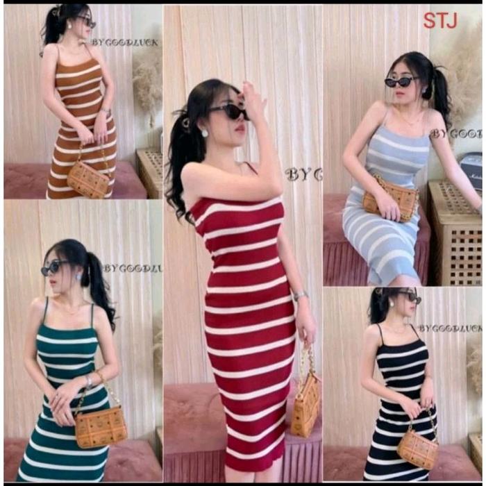 DRES MAHARINI RAJUT/DRES SINGLET SALUR/DRES TREDY MASA KINI WANITA Casual Pendek