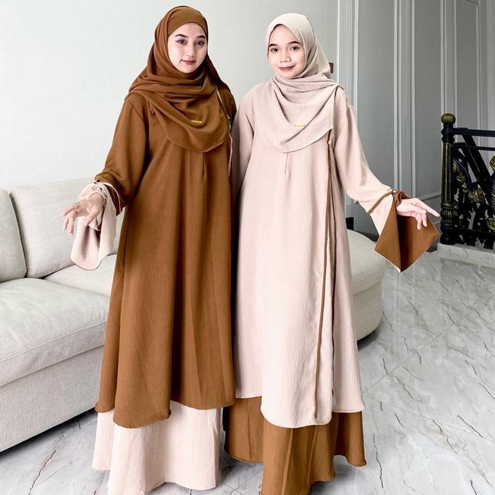 Belvia Set Rok Syar’i One Set Tunik Muslimah Baju Lebaran - SHAQUEENA.IND