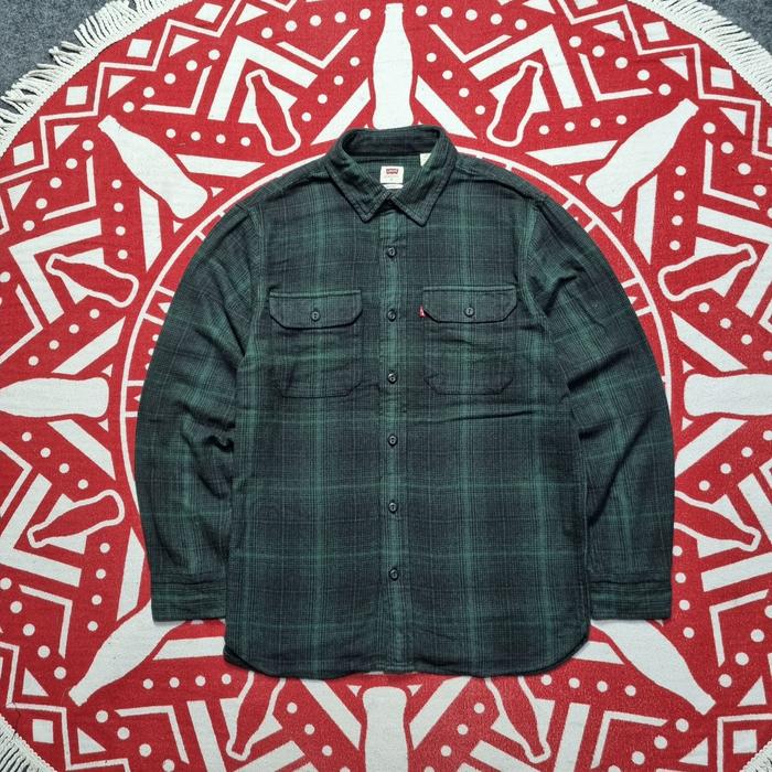 Kemeja Levis Flannel double pocket pria lengan panjang