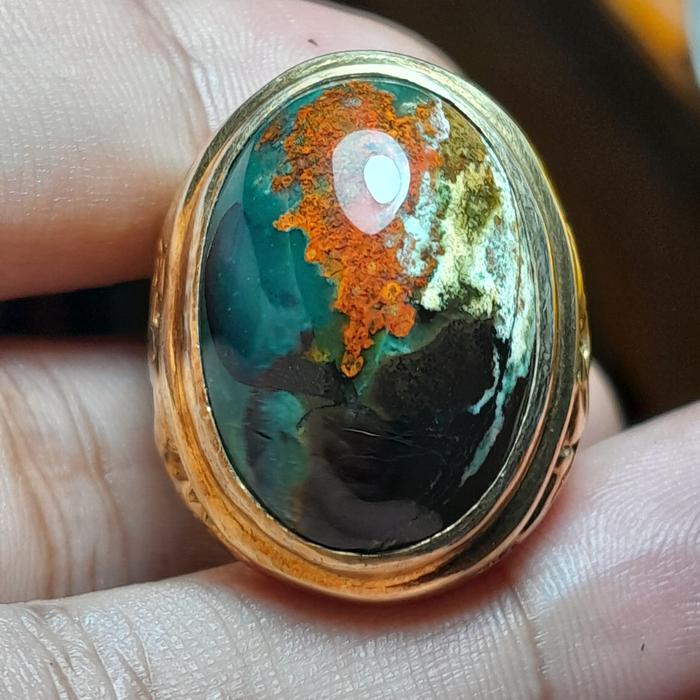 Cincin Batu Akik Asli Natural 100% Garut Joren (Hejo Oren) Kirpay (Kiara Payung) - BGT041