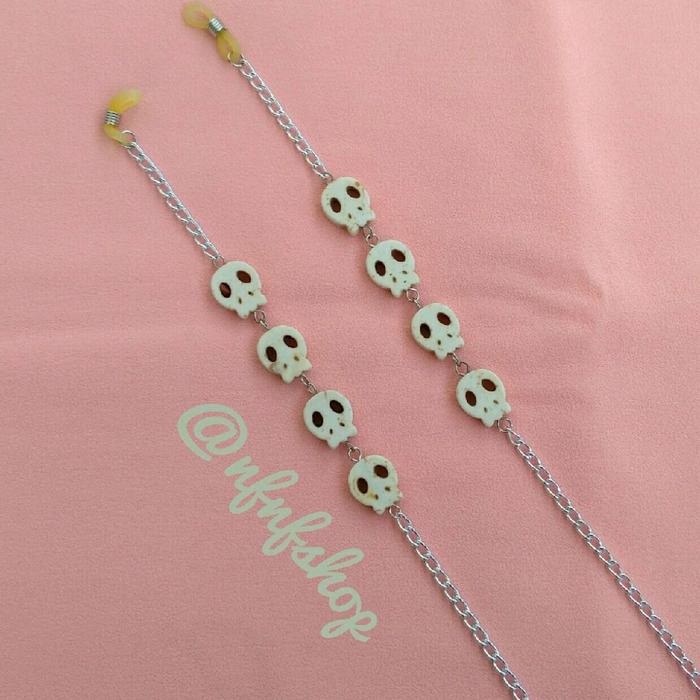 STRAP • WHITE SKULL • HANDMADE (TALI MASKER,TALI KACAMATA, KONEKTOR MASKER)