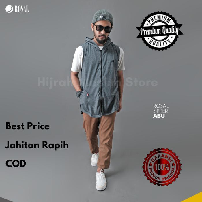 Rosal Baju Muslim Pria Rompi Sholat Koko Kurta Pakistan Hoodie Zipper Bahan Katun Baby Terry