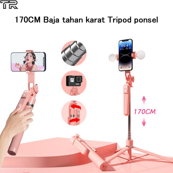 Trbest 170CM Selfie Stick Tripod HP Kamera DSLR Bluetooth Tongsis HP Holder Dengan 7 Tombol Remote C