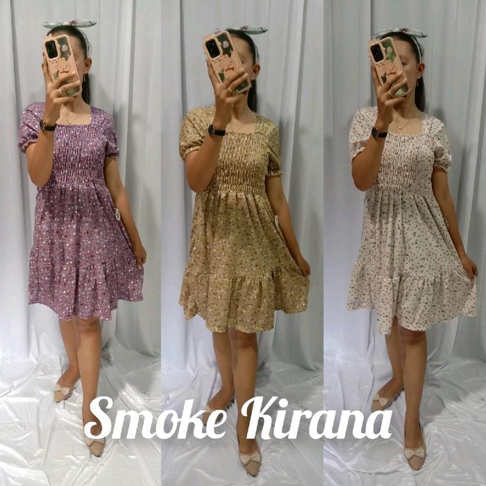 Dress Voxy Smoke Depan Motif Rempel Bawah