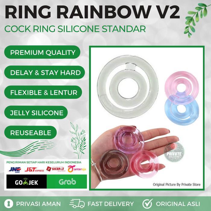 Promo COCK RING RAINBOW DOUBLE V2 - Cincin Alat Penjepit Vital Pria Delay Strong Kuat Tahan Lama Dua