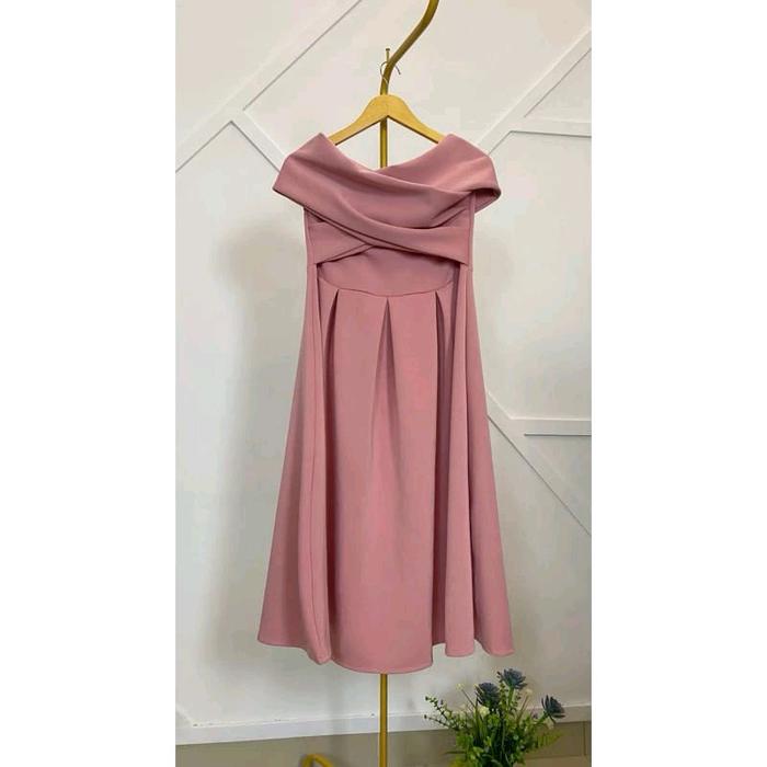 Sabrina dress Brides maid pesta kondangan jemma fashion Merah Pink Formal Scuba Panjang Natal Wanita