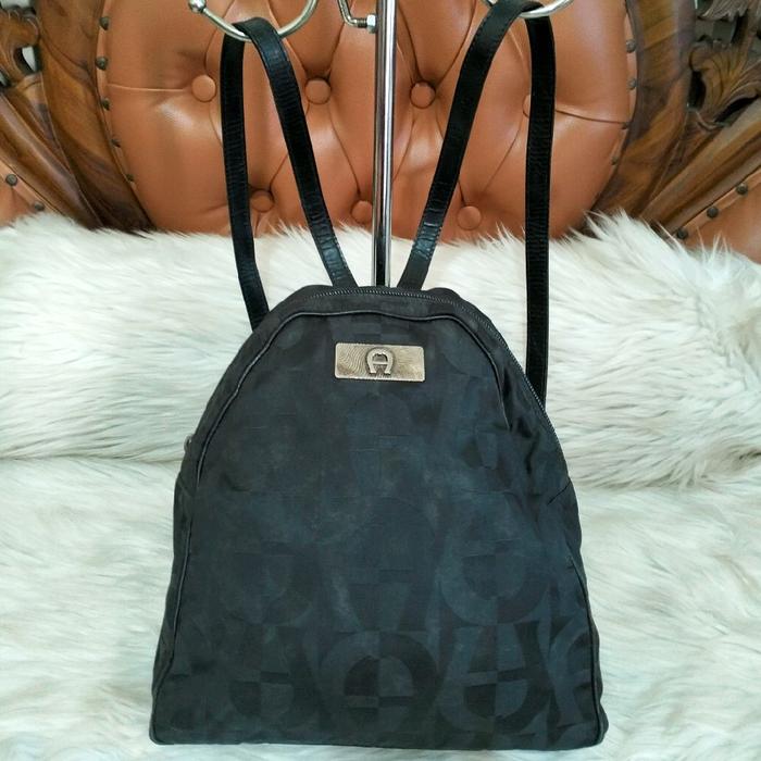 Aigner Munich Embos Nylon Leather Backpack