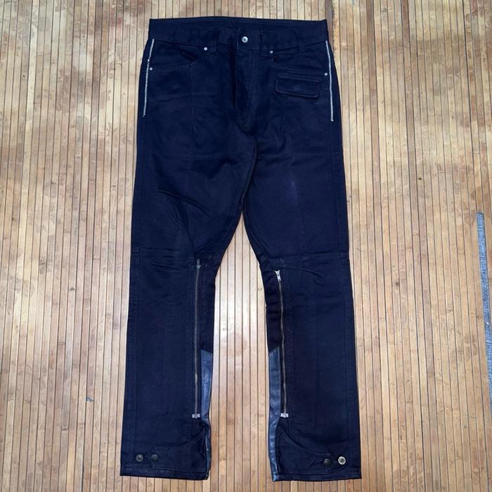 BONDAGE DIESEL INDUSTRY BLACK COATED MIX LEATHER RAW DENIM JEANS comme des garcons rick owens