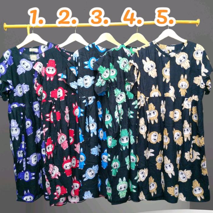 daste labubu, daster rempel cibie bahan katun edem dan nyaman di pakai