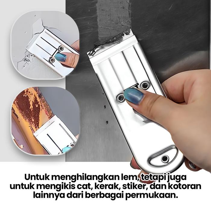 MINI Pisau Scraper Stainless 304 MEMBANDEL Hilangkan Residu Stiker Bandel Dapur Mobil Laptop