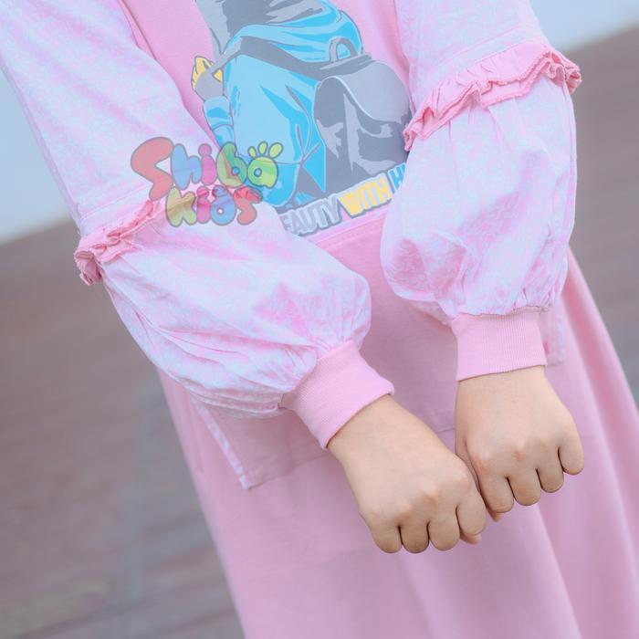 BERGARANSI SHIBAKIDS Zhafira Series Gamis Anak Perempuan Bahan Kaos Katun Jepang Lengan Panjang Sabl