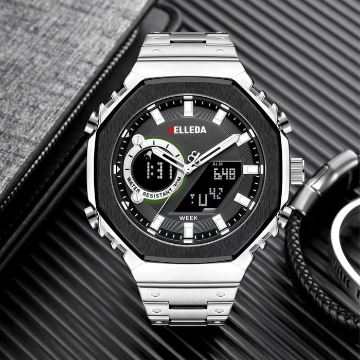 PROMO BELLEDA 9950 Jam Tangan Pria Dual Time Fashion Branded Anti Air