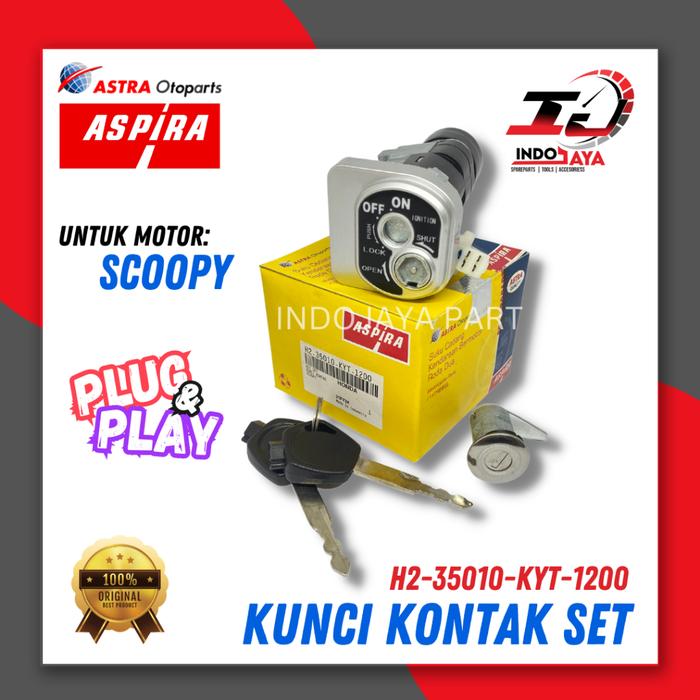 Indra Motopart - [New] [ KUNCI KONTAK ASSY ASPIRA SCOOPY / KUNCI KONTAK SET + JOK / PAKET SET KUNCI 