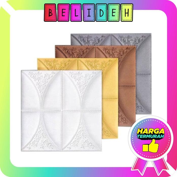 ☛BELIDEH☚ Wallpaper Dinding Sticker Foam / Wallfoam Brickfoam 3D Motif Batik Bunga Mawar 35cm x 35c