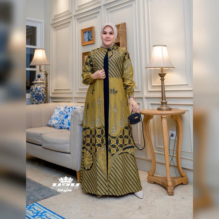 Gamis Batik Mix Jack Black / Gamis Batik Kombinasi Bahan Jack Black Premium Muslim Katun