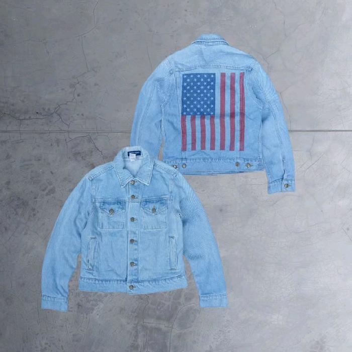 American Apparel Jaket Jeans Vintage Trucker Denim Jacket Classic Retro