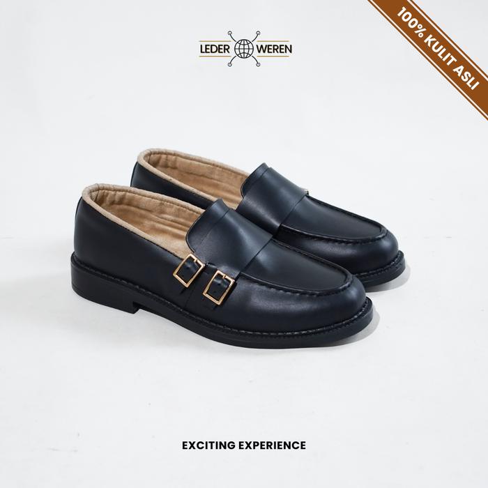 LEDER KINGSLEY MONKSTRAP LOAFER - KLASIK MODERN - SEPATU PRIA