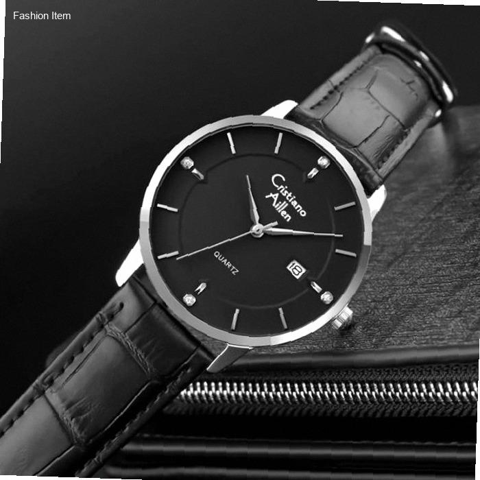Cristiano Aillen Jam Tangan Pria 840 Kulit Kaca Sapphire Water Resistant 3 ATM Stainless Waterproof 