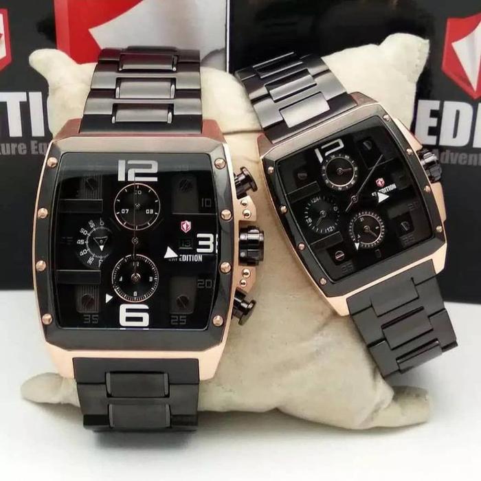 Jam Tangan Couple Expedition E 6636 M / E6636 MC Black Rose Gold Original