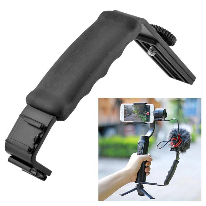 L Mic Stand With 2 Hot Shoe for DJI Osmo Action 3 Zhiyun Smooth Q/3