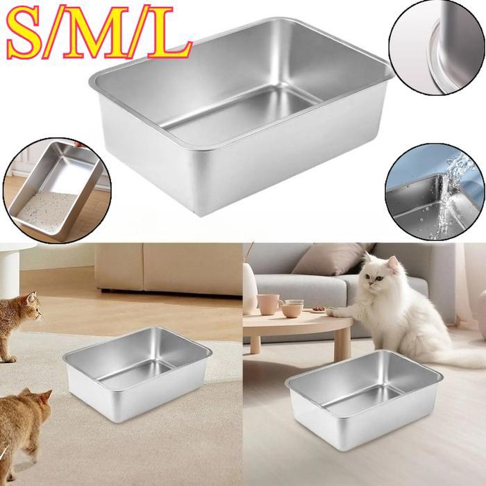 Tempat Pasir Kucing Stainless Ukuran Besar/Tempat Poop Anjing Kucing/Litter Box Premium/Litter Box K