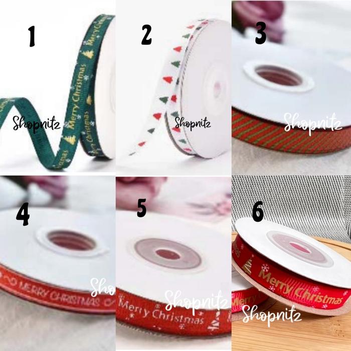Pita Grosgrain Merry Christmas Pita Natal Wrapping Merry Christmas 1cm