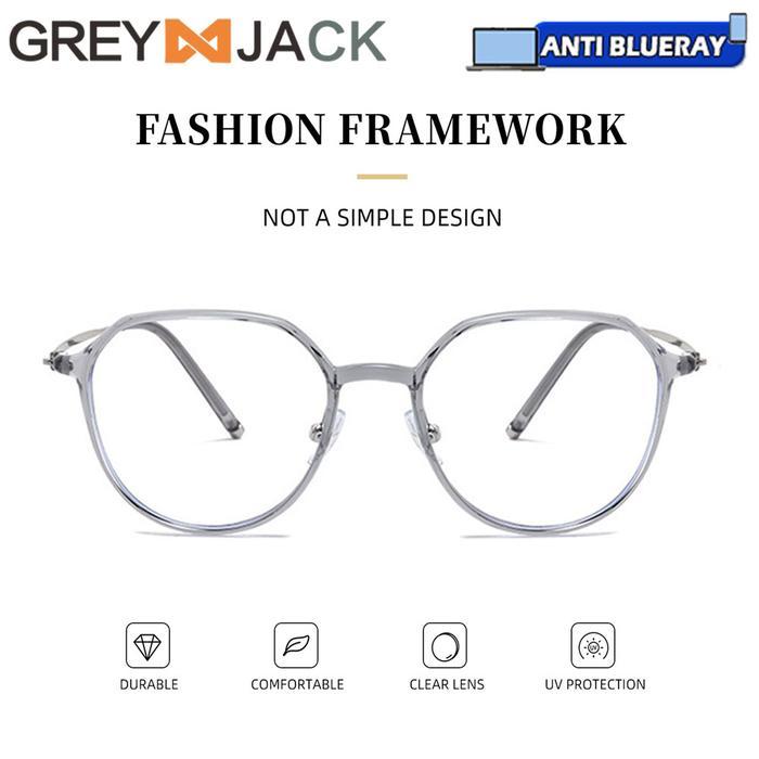 Grey Jack Kacamata Antiradiasi Tr90+Metal Korean Style Model Oval 8137