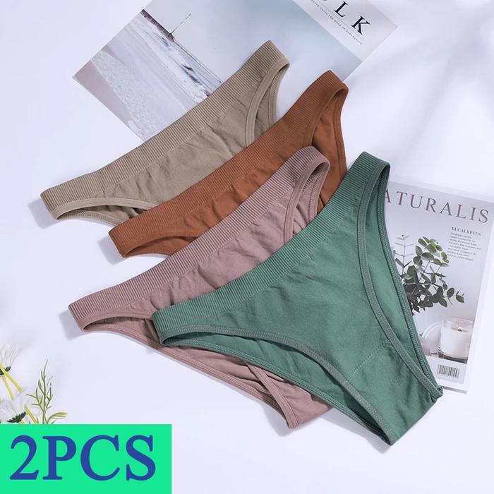 2PCS Women Panties Set Seamless Underwear Set Female Low Rise Briefs Underpants Sexy Lingerie Pantys