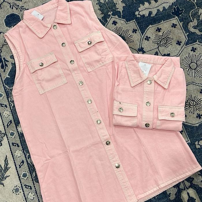 Vest tunik jeans cantik khusus warna pink