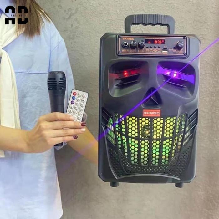 ABS - Speaker Bluetooth Karaoke Wireless Plus Mik Karaoke Kimiso 7801 8inch Led Stong Bass Salon Kar