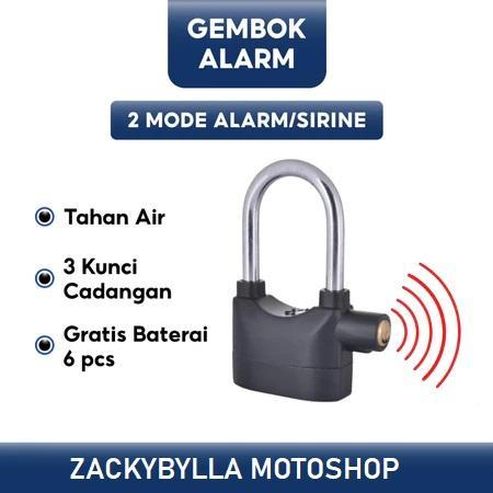 GEMBOK ALARM ANTI MALING KUNCI GERBANG PINTU RUMAH RANTAI MOTOR ALARM LOCK