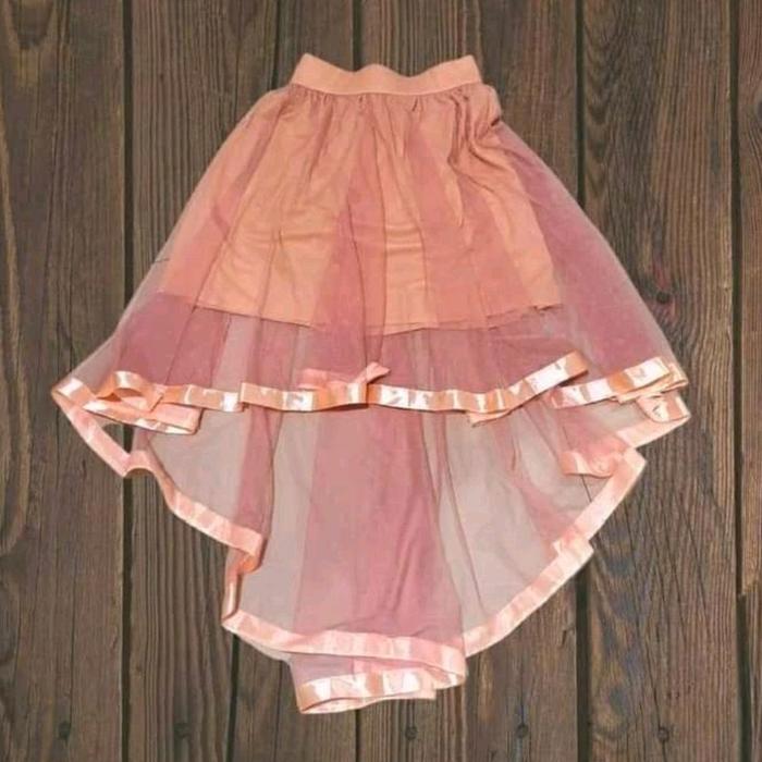 Rok Mini Skirt Pendek Tutu Transparan Balerina Peach