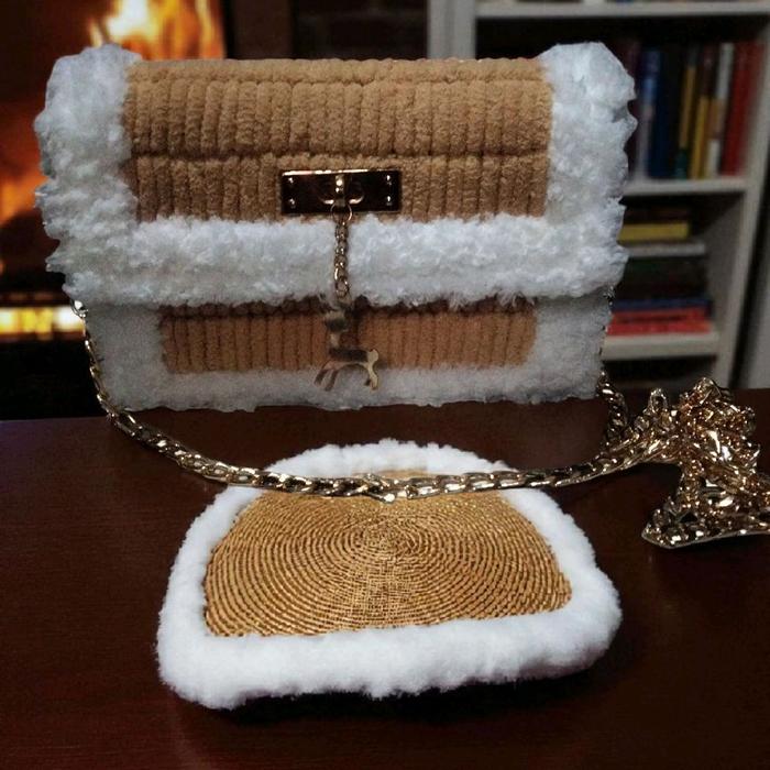 Tas rajut mini Sling flap Bag lucu dan elegan bahan lembut cocok untuk menyimpan hp dll.