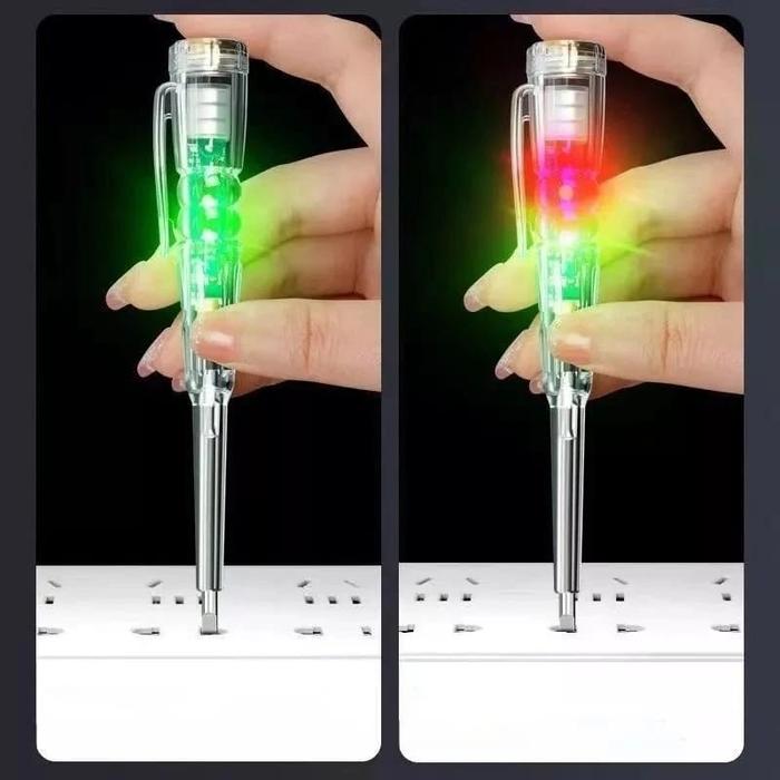 Tespen Obeng Tester Dua LED Tespen Kabel Listrik Indikator Lampu Grosir